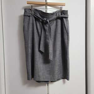 Sz 14 Ann Taylor Grey Skirt Belted Pencil Grey